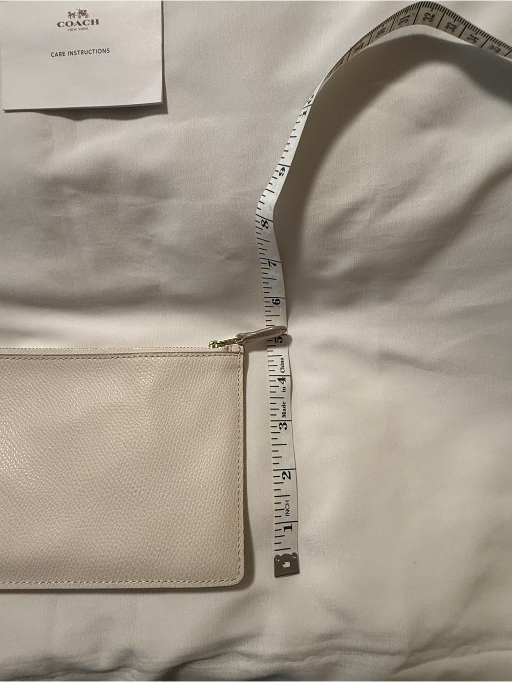Coach Ivory Saffiano Leather Zip Clutch Pouch Wristlet Style Minimalist - Picture 7 of 7